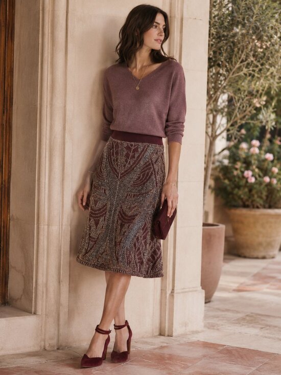 Anthropologie Dresses & Skirts - Cecilia Prado Anthropologie Knit Metallic Sweater Skirt
